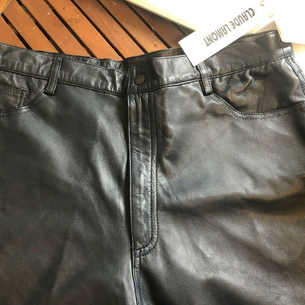NWT Claude Lamont Navy Lamb Leather Pants